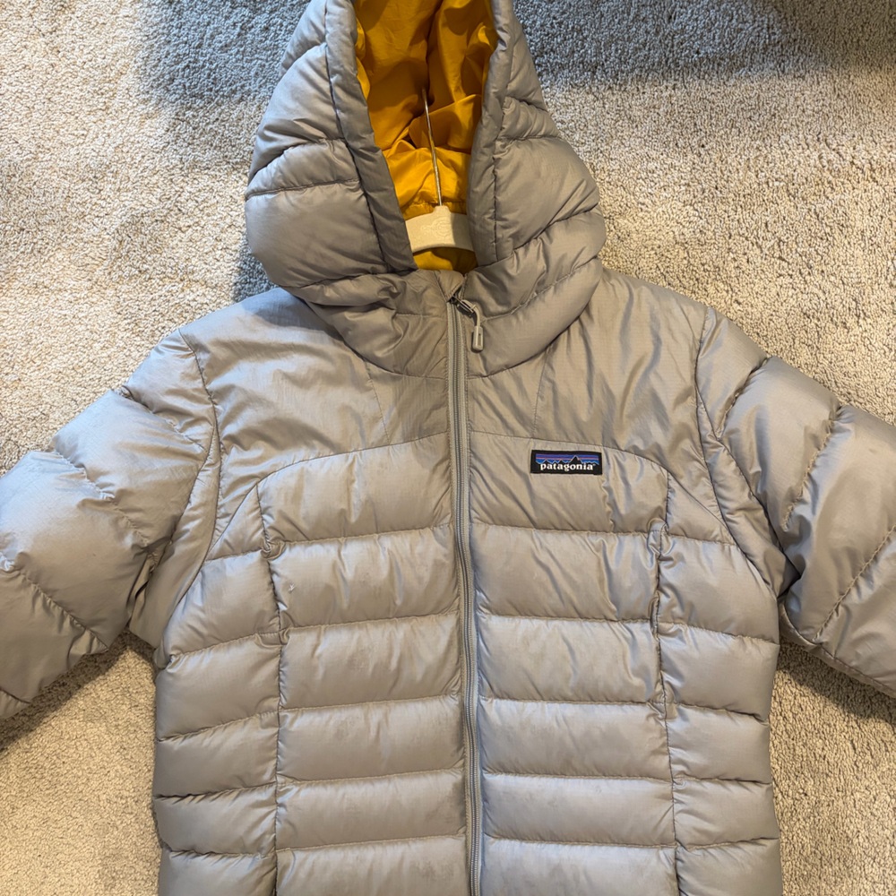 Patagonia Women's Hooded Puffer Jacket in Light Taupe - Picture 3 of 8